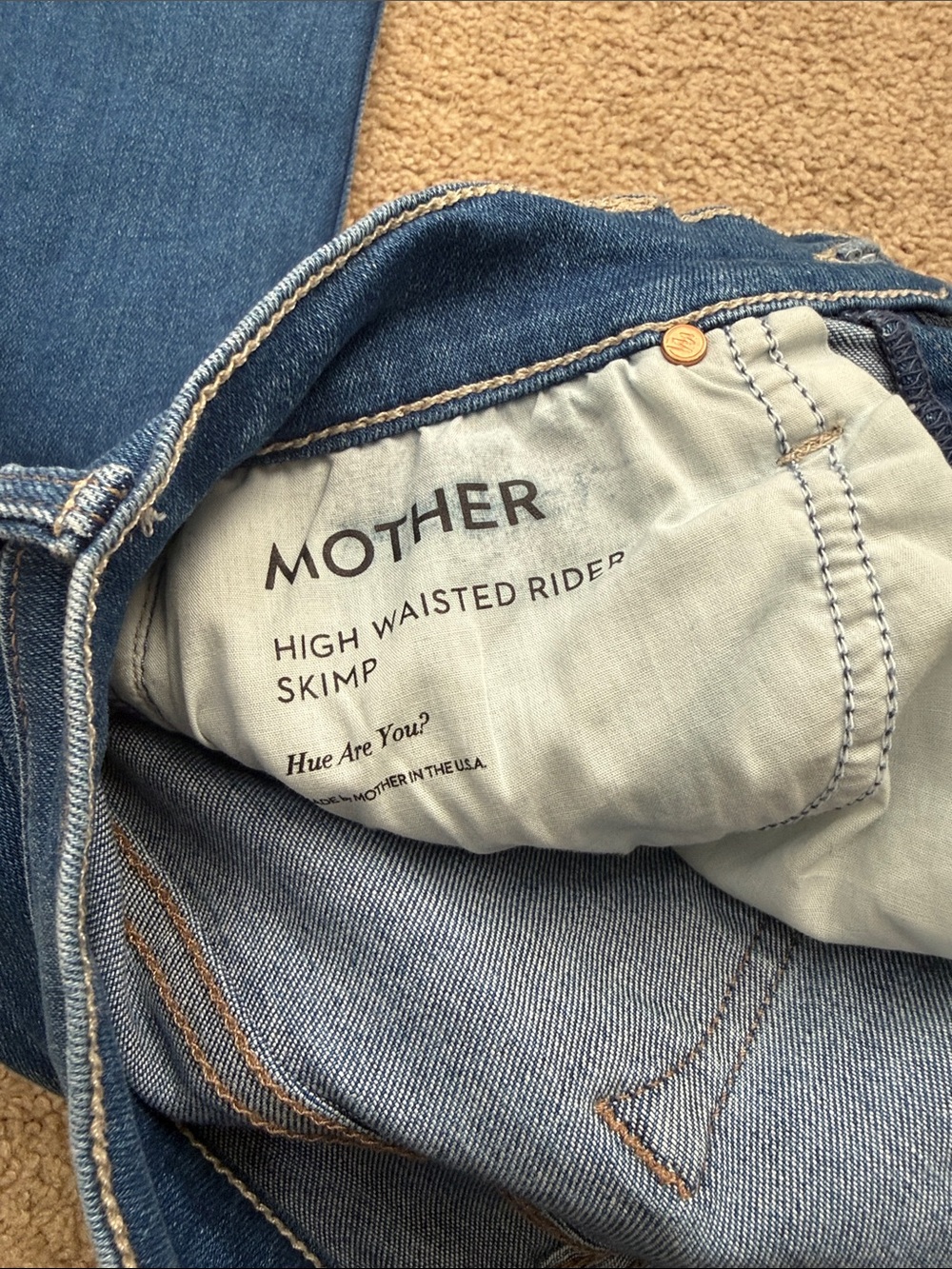 MOTHER High Waisted Rider Skim Straight Leg in Hue Are You? Jeans Size 28 - Picture 8 of 11